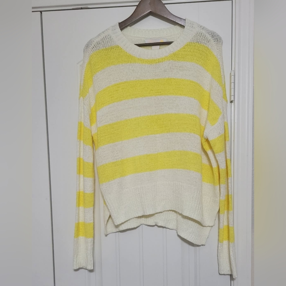 Striped Yellow and White Women's Sweater